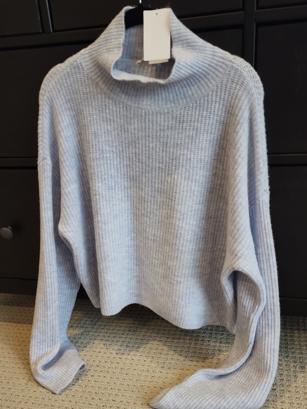 Cozy Ribbed Turtleneck Sweater - Light Blue